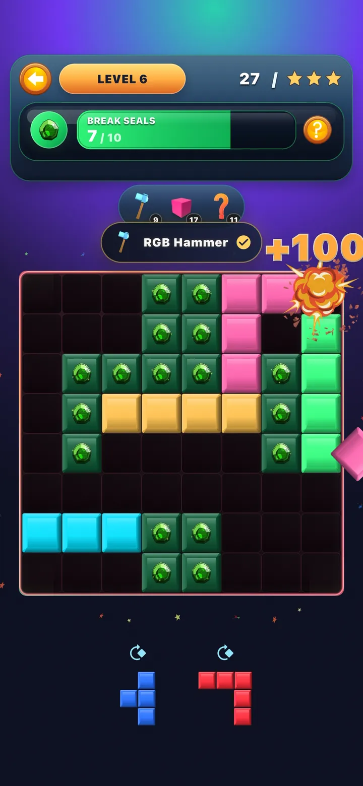 Arcade level with a break-seals objective